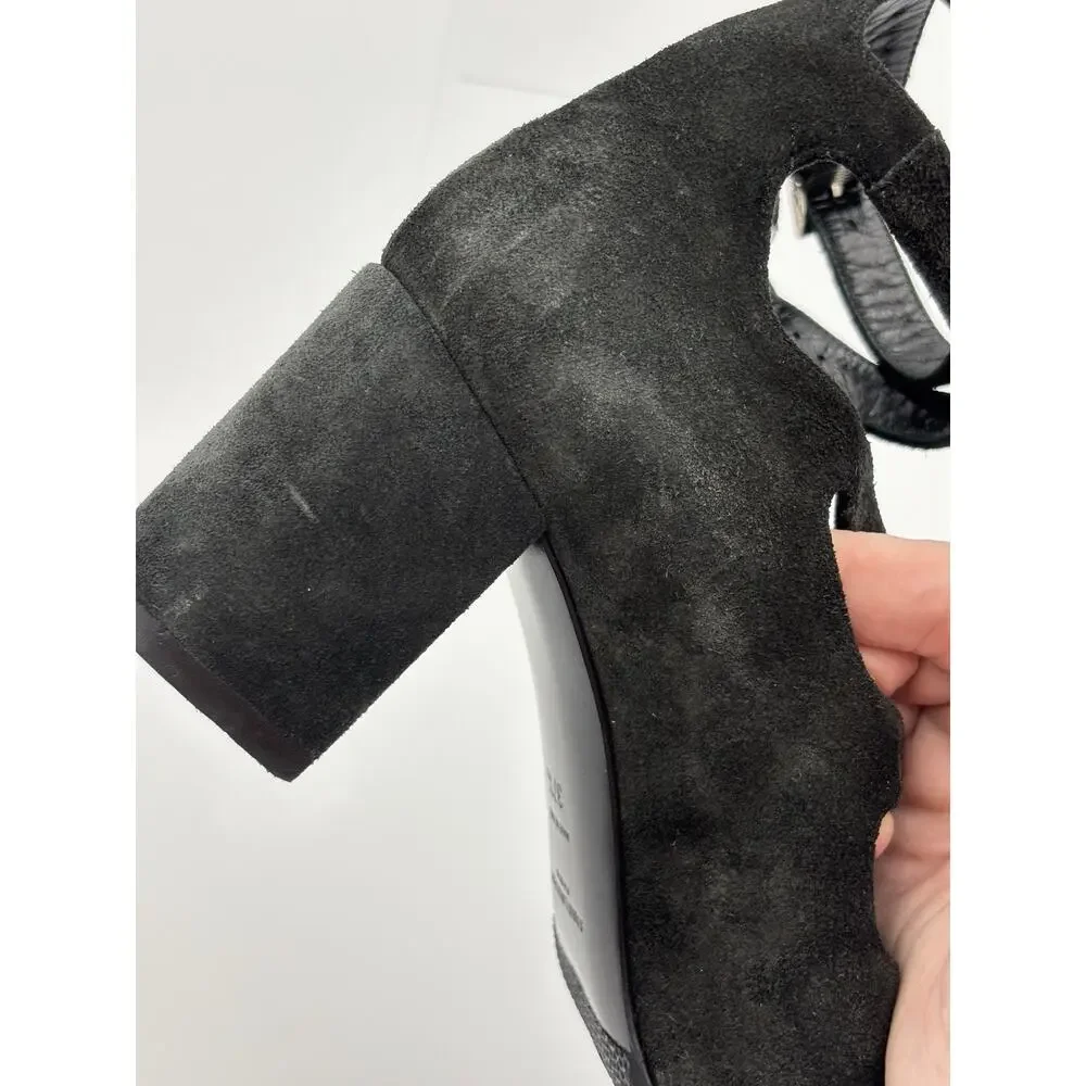 Saint Laurent Suede Gladiator Sandals Black Suede Size 37.5 / 7.5 Buckles - Picture 11 of 16